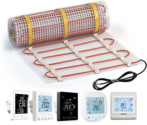 Underfloor Heating Mat Kit 200w /m² + Thermostat. Kalidum Premium Quality, Electric Dual Core Under Tile Heating (2.5m² - Digital Thermostat)