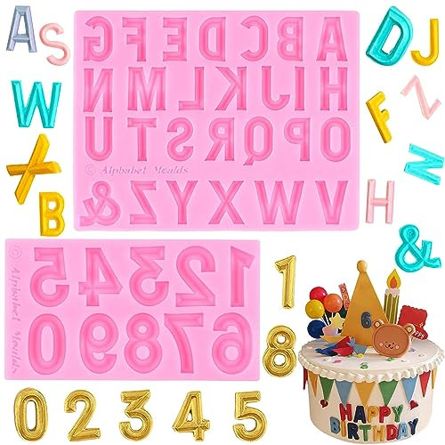 ZiXiang Lot de 2 moules en silicone en forme de lettres de l'alphabet majuscules pour décoration de gâteaux, cupcakes, bonbons, argile polymère