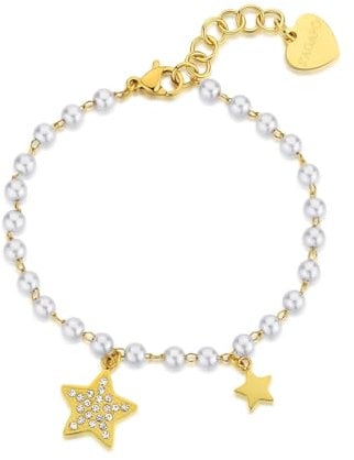 S'Agapõ Damenarmband aus Stahl mit Stern-Symbol | Kollektion Wisdom - SWI14, 190mm, Edelstahl, Perle