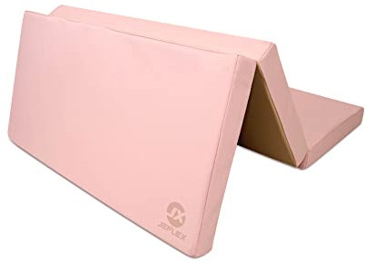 Jeflex - pink/beige klappbare Weichbodenmatte & Turnmatte 150 x 100 x 8 cm MADE IN GERMANY/faltbare Gymnastikmatte/platzsparende Fitnessmatte & faltbare Yogamatte/dicke Sportmatte für Kinderzimmer