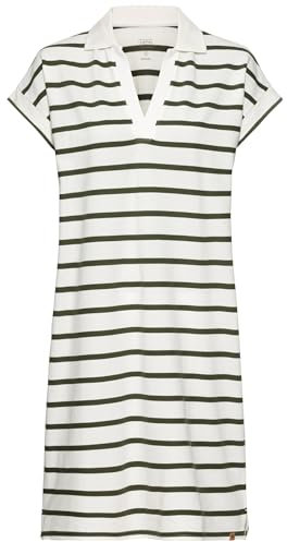 camel active Damen Piqué Polokleid aus zertifiziertem Organic Cotton Olive-Weiß, Womenswear-M