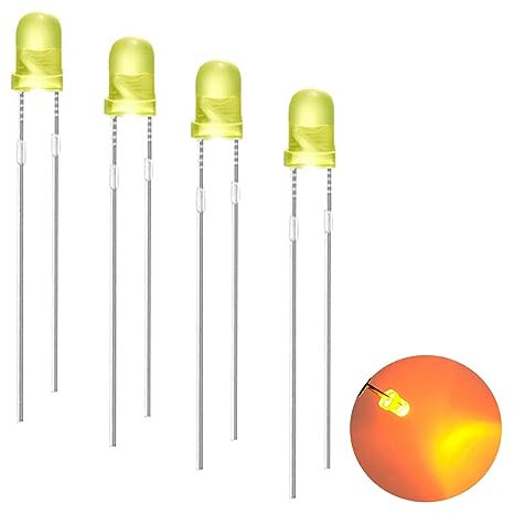 120 Stück 3mm LED Leuchtdioden, 2 Pin LED Dioden, Extra Hell 3 mm LED Sortiments kits, Diffus Dioden Set für Wissenschafts projekte, Heimwerkerprojekte (Gelb 120 Stück)