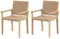COSTWAY Garden Chairs Set of 2, Indoor Outdoor Dining Chairs with Armrests & Fibre Rope Woven Seat, Rubber Wood Patio Bistro Chair Deck Seats for Poolside Backyard Lawn Balcony