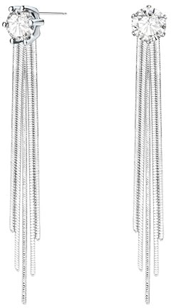 KristLand Retro 925 Sterling Silber Ohrstecker Kette Quaste Lange baumeln Ohrstecker Weißgold vergoldet Hochzeiten Braut Frau Schmuck