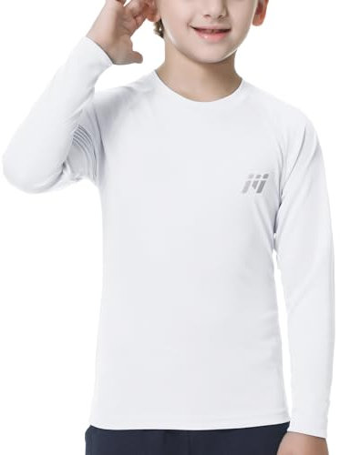 MEETWEE Ragazzi Rash Guard - Maglietta Nuoto Manica Lunga UV Protezione, UPF50+ Costume da Bagno per Bambini per Surf Beach Pool