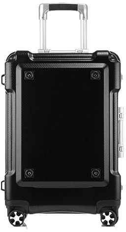 ASHSDI Koffer Reisekoffer Trolley Hartschalen-Handgepäck Mit Aluminiumrahmen, Koffer Ohne Reißverschluss, TSA-Zahlenschloss Boardcase Handgepäck (Color : Black, Size : 24in)
