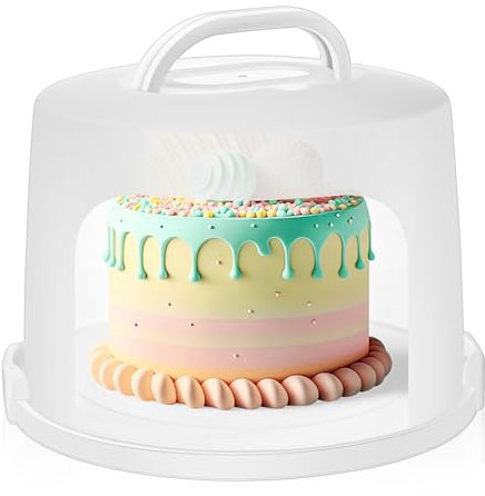 Baderke 25,4 cm runder Kuchenträger mit Deckel und Griff, zweiseitiger Kuchenhalter und Box für Transport, Kuchen, Cupcakes (weiß)