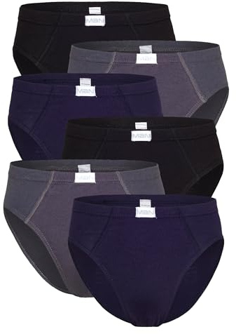 Good Deal Market 6 Herren Slip Sportslip Schlüpfer Gr.5/M grau schwarz Marine 100% Baumwolle