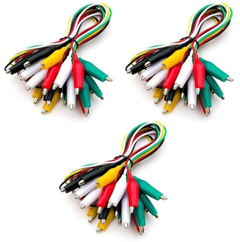 30 Stück Krokodilklemmen mit Kabel, Prüfleitungen mit Krokodilklemmen Doppelendige Messleitung, Krokodilklemmen Messkabel (50 cm)
