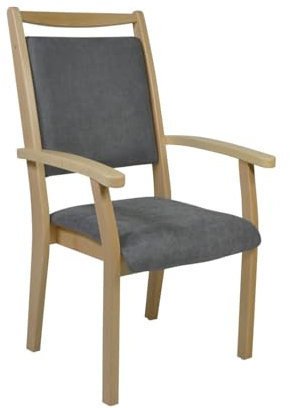 Devita Stuhl für Senioren Kerry mit Rückengriff Verschiedene Sitzhöhen Holzfarbe: Buche hell - Dekor: DB36 Microfaser Taube - Sitzhöhe: 49 cm