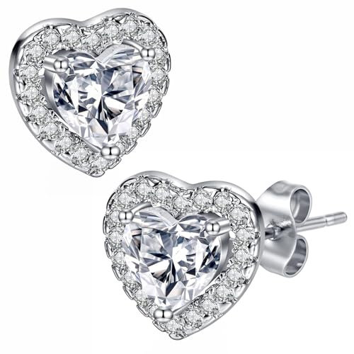 1 Paar Ohrstecker Silber 925, Silber Ohrringe Damen Hypoallergen Cubic Zirkonia Ohrstecker Set ohrringe Silber 925 Stecker, Silber Ohrstecker für Damen Mädchen