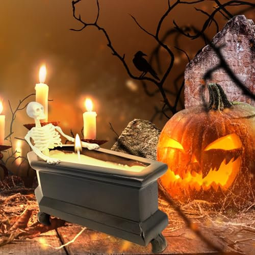 Bougies décoratives pour Halloween, en cire de soja, en cire de soja, bougies sans fumée pour femmes, hommes, amis, cadeaux d'Halloween pour cheminées, murs, tables