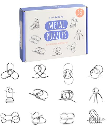 THE TWIDDLERS - 12 Stück Metalldraht IQ Brain Teaser Mind Puzzles, Multipack Mini Schule Geschenk Spielzeug und Party Bag Fillers für Kinder, Erwachsene Weihnachten Cracker Party Favours