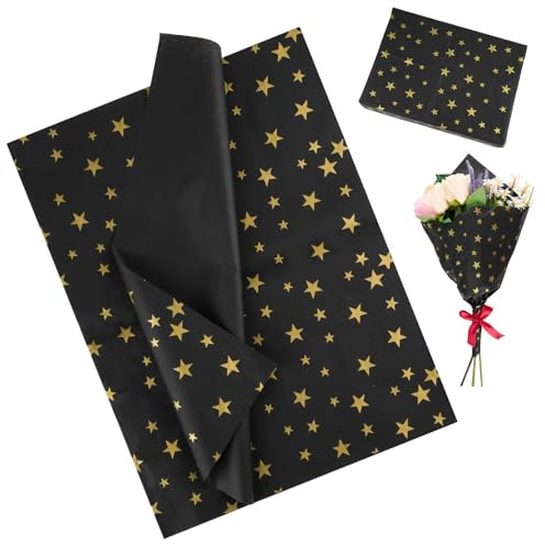 Stern Seidenpapier Weihnachten, 60 Blatt 50X35cm Transparentpapier Weihnachten Geschenk Papier, Schwarz Weiß Weihnachtspapier zum Basteln,Weihnachten Verpackungsmaterial für Weihnachtsfeier Geburtstag
