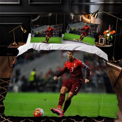 GOLETULD Bettwäsche135x200 Fußballstars Bettwäsche Set Microfaser Bettbezug Mit Kissenbezug 80x80 Mit Reißverschluss