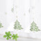 Yujiao Mao Weihnachtliche Voile Scheibengardine Weiß mit Grünem und Goldenem Weihnachtsbaum-Muster Halbtransparent Gardine mit Stangendurchzug für Küche und Wohnzimmer 1 Stück, grün HxB 60x120cm