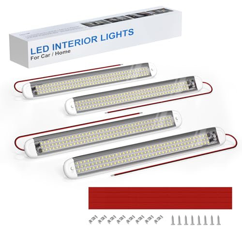 TrustWheel 12V LED Lampe Wohnmobil, 120 LEDs 6500K 1800LM Superheller Streifen, EIN/Aus-Schalter, Universell für Transporter Wohnmobil Campingbus Wohnwagen Boot (4er Pack)