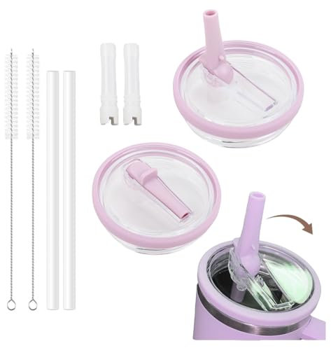 Fiohiros 8 Pcs 40 oz Tumbler with Straw and Lid Replacement fit Stanley Quencher, Leak Proof Flip Straw Lid for Stanley, Reusable Accessories with Straw Cleaner for Stanley Cup (Purple)