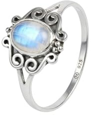 mantraroma Silberring Damen 925 Sterling Silber – ovaler Edelstein Ring, Vintage Statement Ring Schmuck, elegantes Geschenk für Frauen