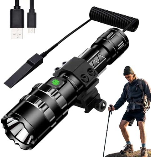 Handheld LED Flashlight | Waterproof Camping Flashlight Bright USB Flashlight | Powerful Flashlight with Adjustable Modes, Compact Flashlight for Home Outdoor