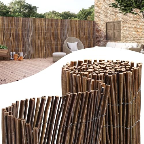 Jaxguom Weidenmatte in 12 Größen, 100x500cm Sichtschutz aus Weidengeflecht,Balkon sichtschutz,Weidenzäune für Gärten,Balkone und Terrassen,Natürlicher Sichtschutzzaun