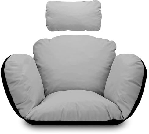 Amazinggirl Hängesessel Outdoor Kissen Schaukelstuhl Auflage - Sitzkissen für Schaukelsessel Hängeschaukel und Hängesitz Polster mit Rückenteil und Kopfkissen Hellgrau