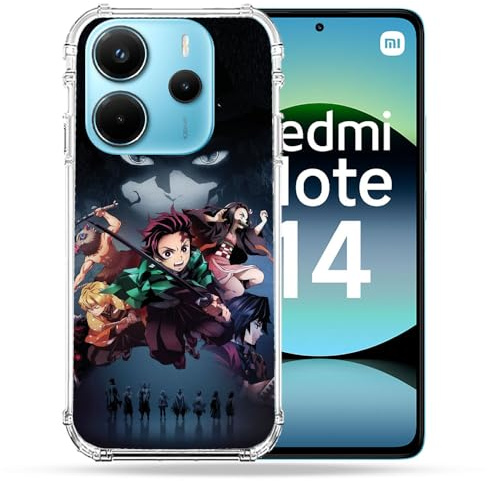 Cokitec Verstärkte Schutzhülle für Xiaomi Redmi Note 14 4G Manga Demon Slayer, Schwarz