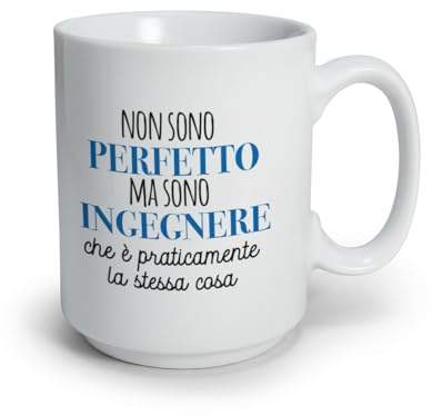 ''Non sono perfetto, ma sono ingegnere'' Tazza in Ceramica personalizzata Idea Regalo Laurea Proclamazione Casa Mattina Cucina Caffe Tè Tisana Natale Università Studio Architetto Dottore Dottoressa