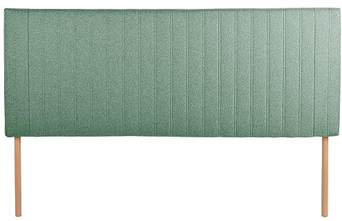 MG Design Tête de lit pour lit 160 x 60 cm rembourrée Vert Clair avec Pieds en Bois – Appui-tête Facile à Monter, en tressage Doux, avec Rembourrage élastique, avec Coutures décoratives
