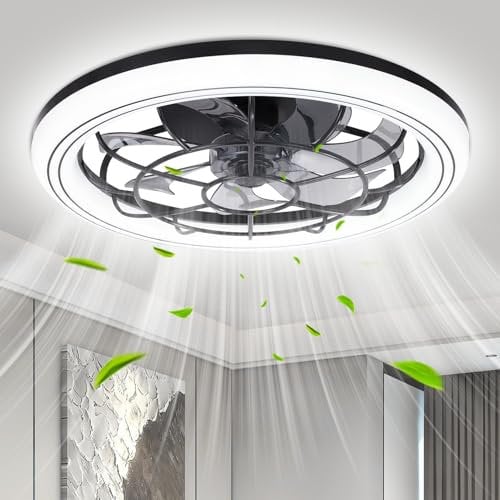 Bellanny Ventilatore da Soffitto con Luce e telecomando 49CM | 75W Dimmerabile LED Plafoniere | Lampada soffitto con Ventilatore, 3 Colori,6 Velocità,Memoria,Tempistica per Soggiorno,camera da letto
