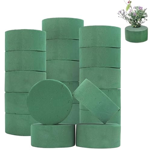 Yudobliss Blumensteckschaum, 20 Stück Blumensteckschaum Zylinder, Nasssteckschaum 8 x 4 cm, Set grüne Schaumstoff, Nass und Trocken, Für Blumen Arrangement Hochzeit, Party Dekoration