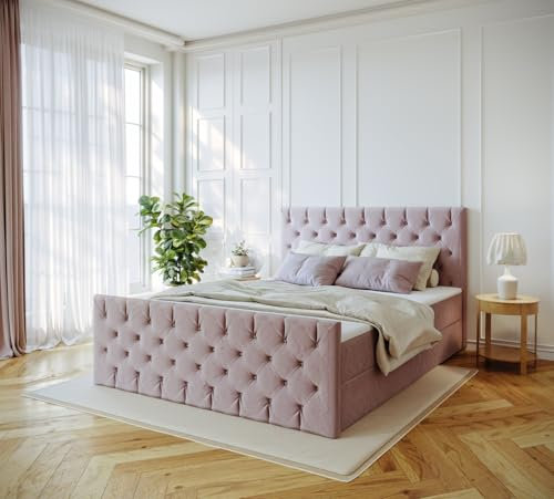 Imebel Boxspringbett 200x200 mit Bettkasten - Bett mit Matratze und 2 Bettkästen - Schlafzimmerbett mit Topper - Bequemes und Elegantes Doppelbett für das Schlafzimmer
