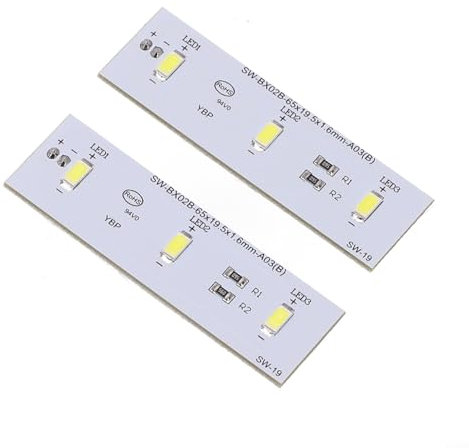 For Electrolux Fridge Freezer Replacement LED Light Assembly, SW-BX02B 49031078 Strip Light 12V DC 2 Pin Connector 65mm x 19.5mm Daylight White(2pcs)