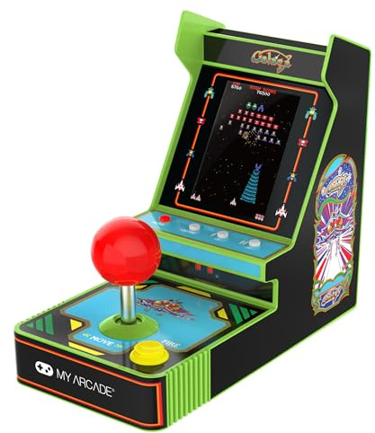 My Arcade Galaga Red Joystick Player: Consola de Videojuegos Retro Galaga y Galaxian con Licencia Oficial, minijuego portátil, Pantalla a Todo Color de 3.5 Pulgadas
