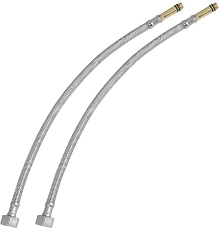 2 Pack Flexible Tap Connectors M10(10mm) x 1/2 Fitting 400mm Long Flexible Pipes Tails for Kitchen/Basin Monobloc Mixer Stainless Steel Braided Hose Pipe for Bathroom Sink, Hot Cold Water Supply