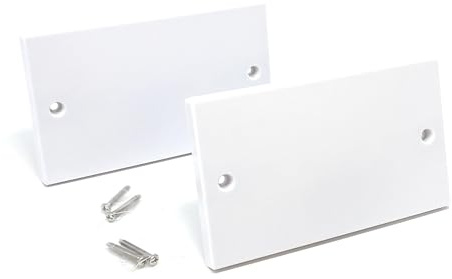 2Pcs Dual 2 Gang Blanking Plate Cover Faceplate White | Electrical Sockets Back Box, with Screws