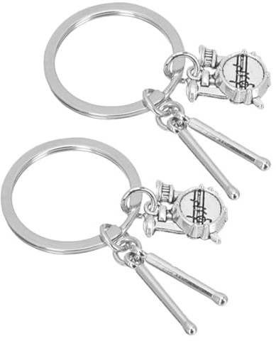 GALPADA 2 Stück Schlagzeugstick Schlüsselanhänger aus Zinklegierung in Silber mit Einzigartigem Design als Rock Band Zubehör und Rucksackanhänger für Schlagzeuger