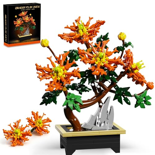 QGGQ Blumen Bausteine Set, 450PCS Chrysantheme Blumen Klemmbausteine Pflanzen mit Vase Kompatibel Mit Generische Marke Bausteine Botanical Blumen deko Geschenk für Erwachsene
