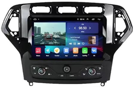 Radio de Coche Audio Estéreo 2 DIN para Ford Mondeo MK4 2007-2013 HD Pantalla Táctil+Llamadas Manos Libres Bluetooth+WiFi, Mandos Volantes, 4 Nuclear 1G+16G