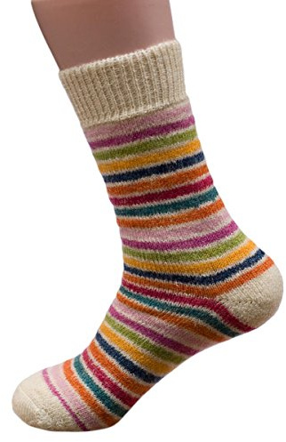 Hirsch Natur, Vollplüsch Ringel Socken, 100% Wolle