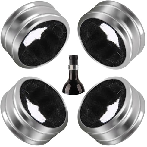 Kitwinney Stainless Steel Wine Bottle Collars, Classy Wine Collar Drip Rings, 4 Pack Simple and Durable Wine Drop Stoppers with Velvet Felts, Small Handy Gadgets for Kitchen and Bar