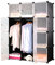 HENGMEI DIY Kleiderschrank Garderobenschrank Steckregalsystem Regalsystem 12 -Kubus Ordnungssystem Schuhschrank Kleiderschrank mit Tür (Schwarz)