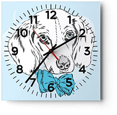 Modern Wanduhr Hund Labrador Auge Portrait 30x30cm Quadrat Klein Wand Uhr Glas Analog Zimmeruhren Küche Büro Wohnzimmer Glasuhr Wall Clock Dekoration Design Wanddekoration Küchenuhr C4AC30x30-3114
