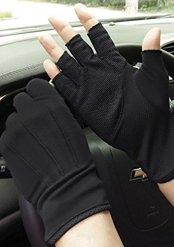 Sommer Handschuhe Herren Fingerlos Fitness Halbfinger Baumwolle Fahrradhandschuhe Anti-Rutsch, Anti-UV Schutz, Atmungsaktiv Sporthandschuhe Traininghandschuhe Gloves für Fahren Golf Outdoor Motorrad