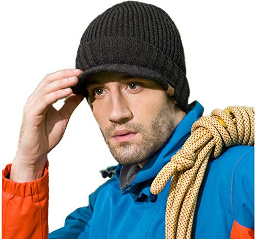 Magracy Herren Winter Knit Visor Hat Outdoor Dicke Schirmmütze Beanie Mütze Gr. Einheitsgröße, dunkelgrau