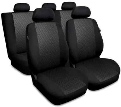 Saferide 3er Set Autositzbezüge PKW universal | Auto Sitzbezüge Polyester Grau für Airbag geeignet | für Vordersitze und Rückbank | 1+1 Autositze vorne und 1 Sitzbank hinten teilbar 2 Reißverschlüsse