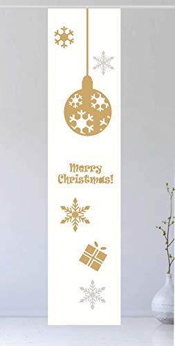 gardinen-for-life Flächenvorhang Jul Gold 2 - Gr.60 x 245 cm toller Schiebevorhang - tolles Weihnachtsmotiv - Schiebegardine - Weiss und Gold