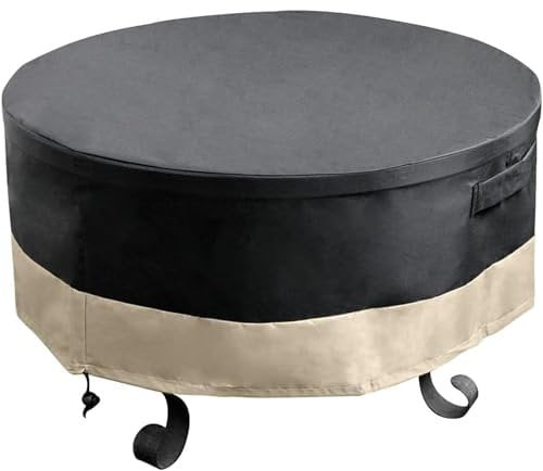 Onlyfire Housses de Braséro 76 cm ronde avec cordon de serrage et fermeture à bascule, PVC noir, 30 D x 12 H