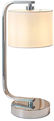 National Lighting LED Touch Dimmer Table Lamp – Dimmable Desk Lamp with Touch Control – Bedside Reading Lamp with White Fabric Shade – Touch Sensitive Decorative Lamp for Bedroom, Office – Chrome