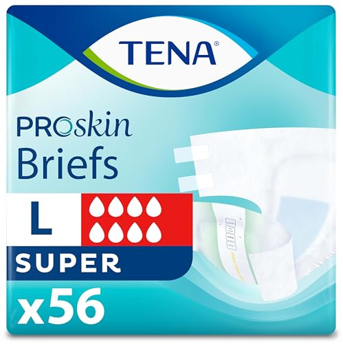 TENA Proskin Incontinence Super Briefs, Adult Diapers, Super Absorbency, Bladder Leaks Control, Large, 56 count
